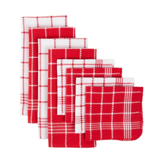 DII® J&M Red Waffle Weave Dishtowel & Dishcloth Set